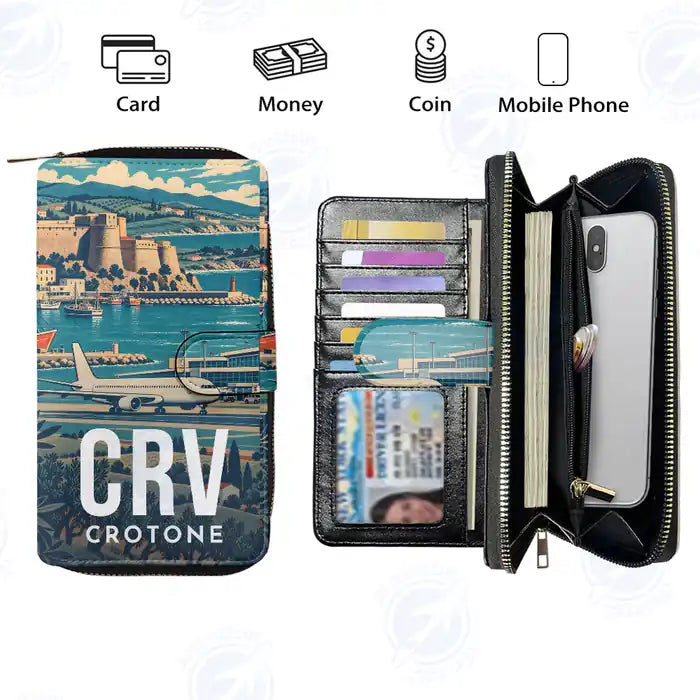 Crotone Airport (CRV) Leather Wallets - Zip Long Wallet - Scene