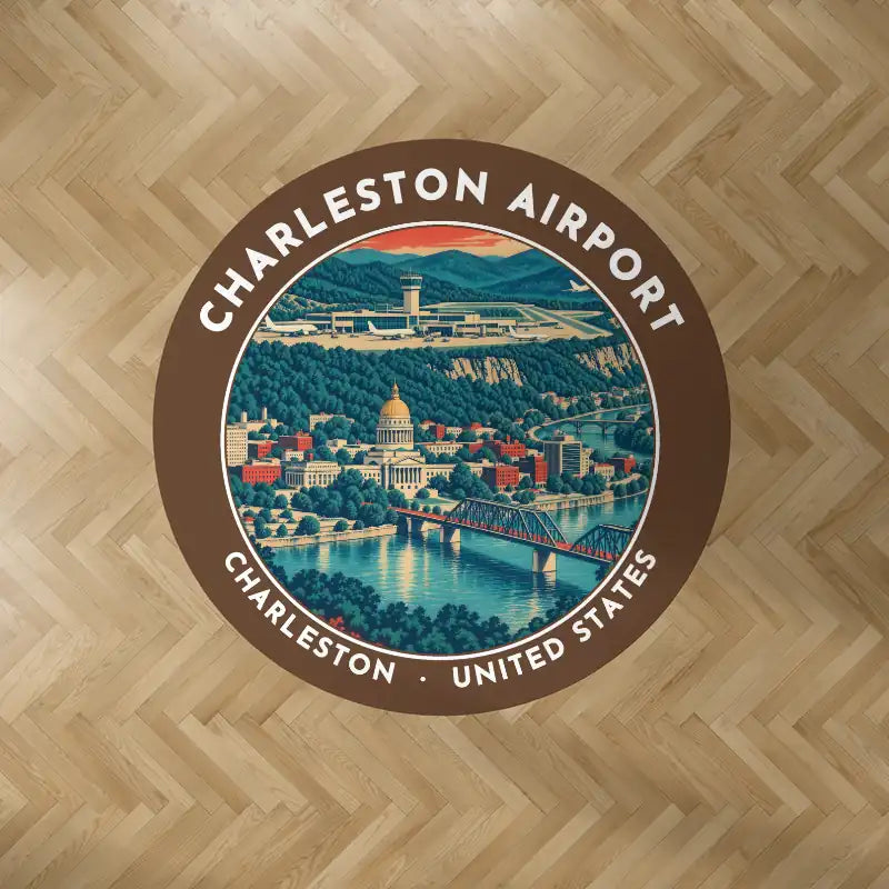 Yeager Airport (CRW) Carpets - Carpet Round - Badge - Brown V2