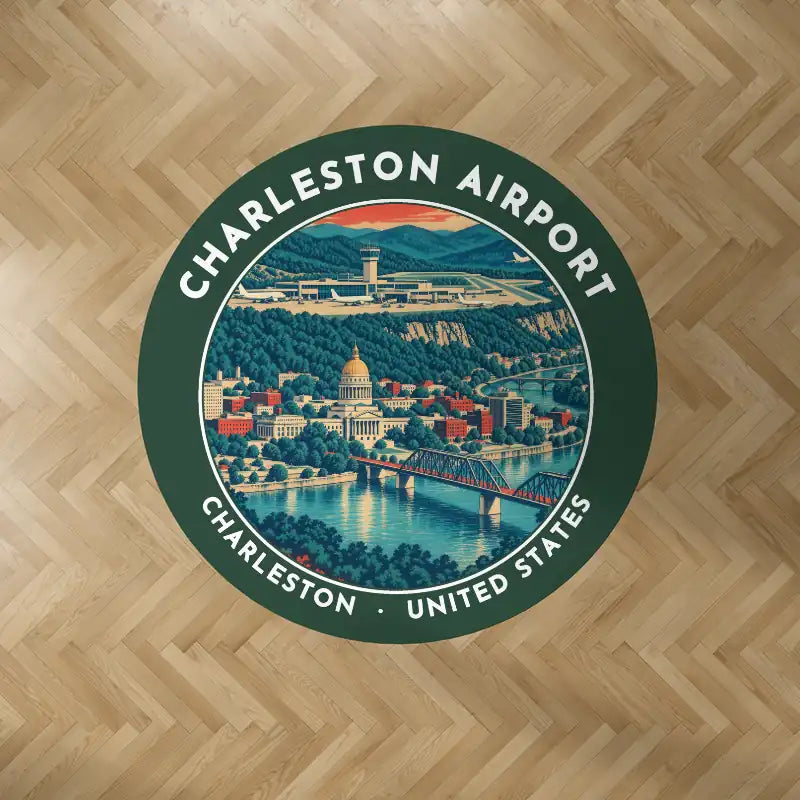 Yeager Airport (CRW) Carpets - Carpet Round - Badge - Dark Green V2