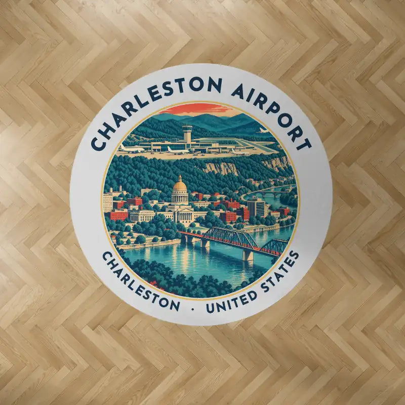 Yeager Airport (CRW) Carpets - Carpet Round - Badge - Light Gray V2