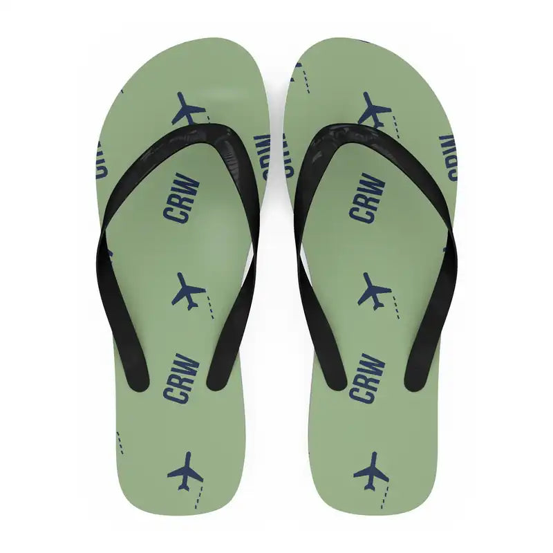 Yeager Airport (CRW) Slippers & Flip Flops - Slippers - Flip Flops - Pattern - Light Green