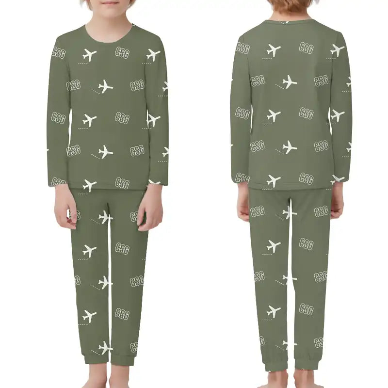 Columbus Airport (CSG) Pajamas - Children Pajamas - Green Army