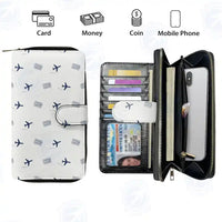 Thumbnail for Columbus Airport (CSG) Leather Wallets - Zip Long Wallet - Pattern - White