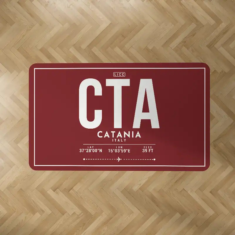 Catania-Fontanarossa Airport (CTA) Carpets - Carpet Rectangle - ID Tag - Dark Red V2