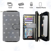 Thumbnail for Rafael Nunez International Airport (CTG) Leather Wallets - Zip Long Wallet - Pattern - Gray
