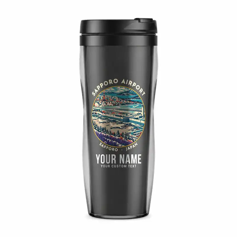 New Chitose Airport Sapporo (CTS) Travel Mugs - Badge + Name - Plastic (No Holder) - Gray