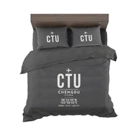 Thumbnail for Chengdu Shuangliu International Airport (CTU) Bedding Sets & Blankets - Bedding Set - ID Tag - Black