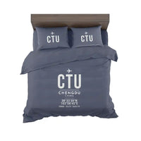 Thumbnail for Chengdu Shuangliu International Airport (CTU) Bedding Sets & Blankets - Bedding Set - ID Tag - Navy Blue