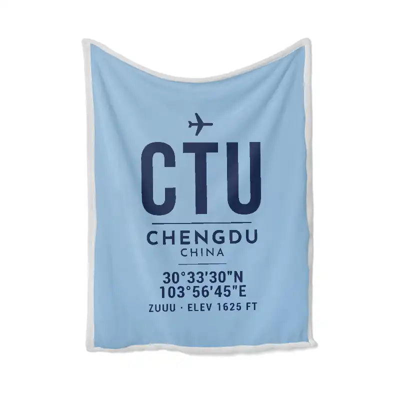 Chengdu Shuangliu International Airport (CTU) Bedding Sets & Blankets - Blanket - ID Tag - Light Blue