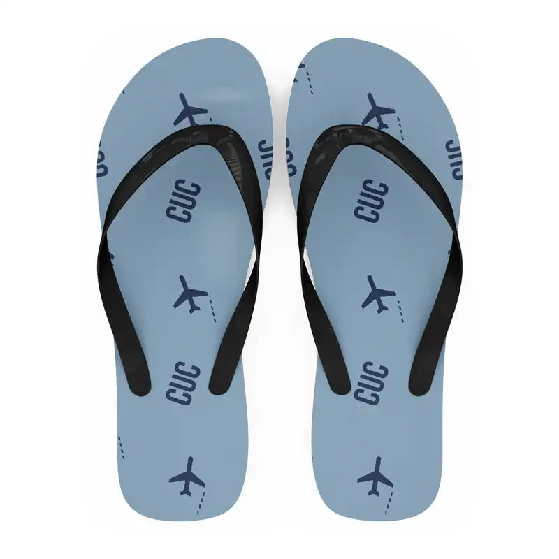 Camilo Daza International Airport (CUC) Slippers & Flip Flops - Slippers - Flip Flops - Pattern - Light Blue