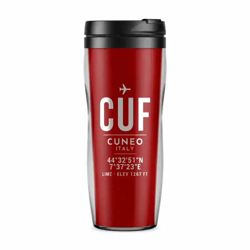 Cuneo International Airport (CUF) Travel Mugs - ID Tag - Plastic (No Holder) - Red