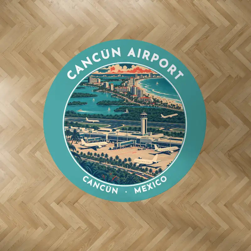 Cancún International Airport (CUN) Carpets - Carpet Round - Badge - Turquoise V2