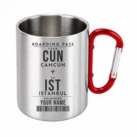 Thumbnail for Cancún International Airport (CUN) Stainless Steel Mugs - Customizable Boarding Pass - Outdoors Mug - Red