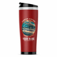 Thumbnail for Cancún International Airport (CUN) Travel Mugs - Badge + Name - Stainless Steel (No Holder) - Red