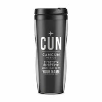 Thumbnail for Cancún International Airport (CUN) Travel Mugs - ID Tag + Name - Plastic (No Holder) - Gray