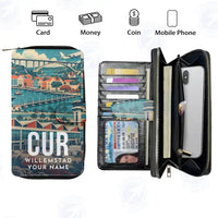 Thumbnail for Curaçao International Airport (CUR) Leather Wallets - Zip Long Wallet - Scene + Name