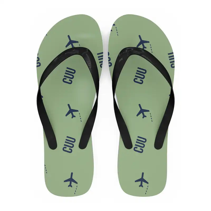 Chihuahua International Airport (CUU) Slippers & Flip Flops - Slippers - Flip Flops - Pattern - Light Green