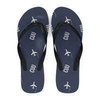 Thumbnail for Chihuahua International Airport (CUU) Slippers & Flip Flops - Slippers - Flip Flops - Pattern - Navy Blue