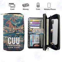 Thumbnail for Chihuahua International Airport (CUU) Leather Wallets - Zip Long Wallet - Scene + Name
