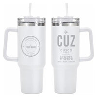 Thumbnail for Alejandro Velasco Astete International Airport (CUZ) Stainless Steel Mugs - ID Tag + Custom Back - 40oz Car Mug - White