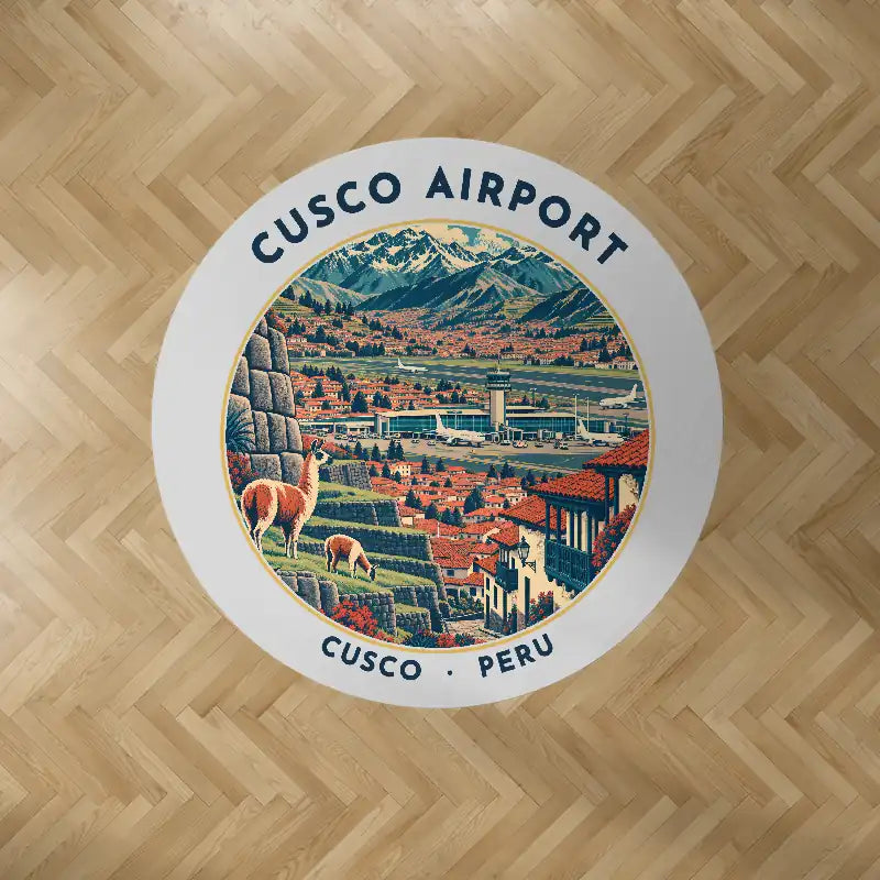 Alejandro Velasco Astete International Airport (CUZ) Carpets - Carpet Round - Badge - Light Gray