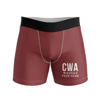 Thumbnail for Central Wisconsin Airport (CWA) Men Boxers - Code + Name - Dark Red