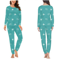 Thumbnail for Afonso Pena International Airport (CWB) Pajamas - Women Pajamas - Turquoise