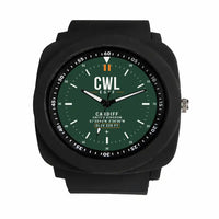 Thumbnail for Cardiff Airport (CWL) Aviator Watches - Classic - Dark Green - Rubber Strap - Black