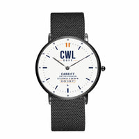Thumbnail for Cardiff Airport (CWL) Aviator Watches - Classic - White - Slim Mesh - Black & Stainless Steel Strap