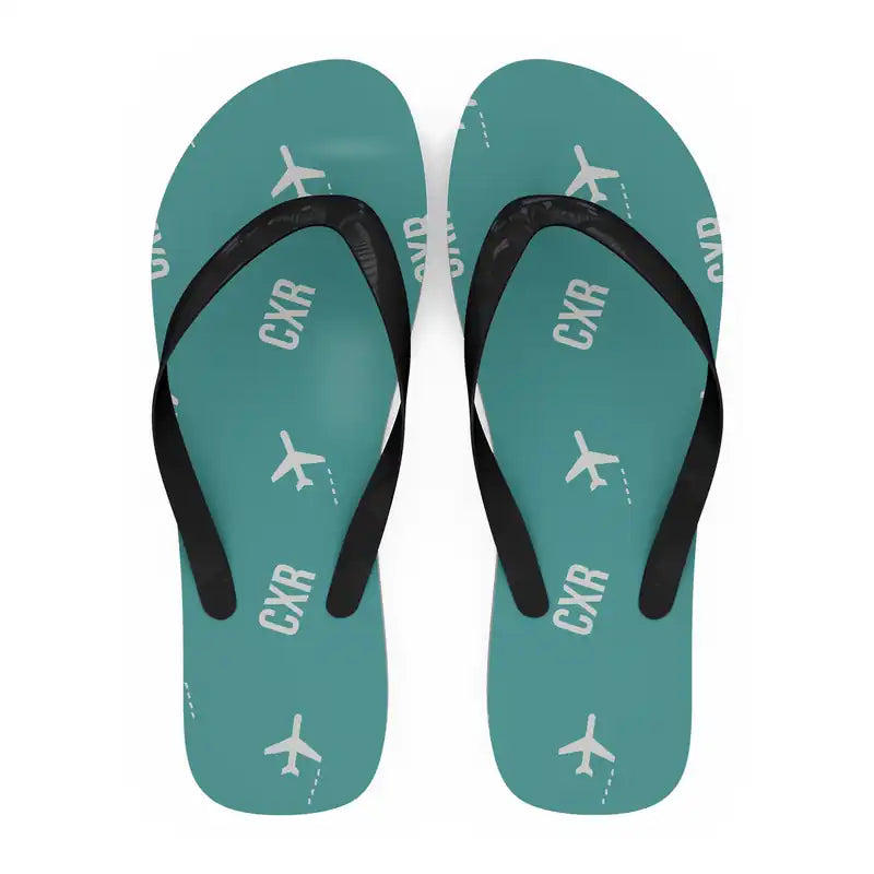 Cam Ranh International Airport Nha Trang (CXR) Slippers & Flip Flops - Slippers - Flip Flops - Pattern - Turquoise