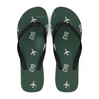 Thumbnail for Vilo Acuña Airport (CYO) Slippers & Flip Flops - Slippers - Flip Flops - Pattern - Dark Green