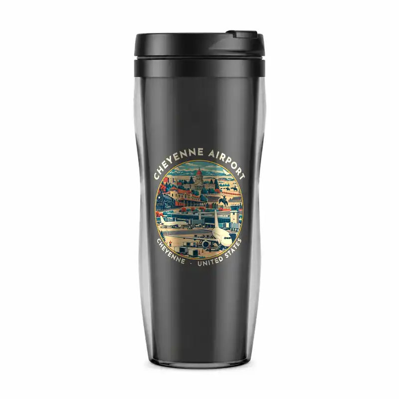 Cheyenne Regional Airport (CYS) Travel Mugs - Badge - Plastic (No Holder) - Gray