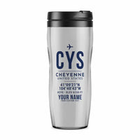 Thumbnail for Cheyenne Regional Airport (CYS) Travel Mugs - ID Tag + Name - Plastic (No Holder) - Light Gray