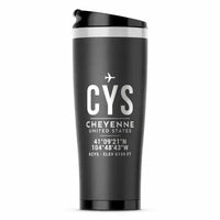 Thumbnail for Cheyenne Regional Airport (CYS) Travel Mugs - ID Tag - Stainless Steel (No Holder) - Gray