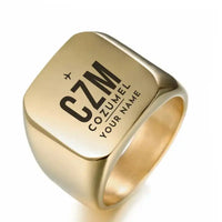 Thumbnail for Cozumel International Airport (CZM) Rings - Ring - Golden + Name
