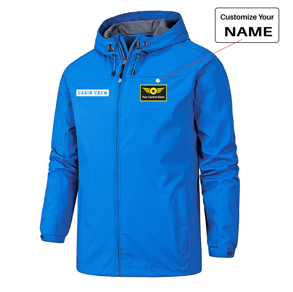 Cabin Crew Text Designed Rain Jackets & Windbreakers