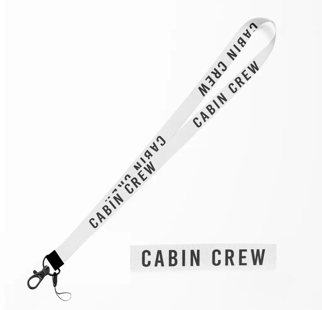 Cabin Crew Text lanyard - white