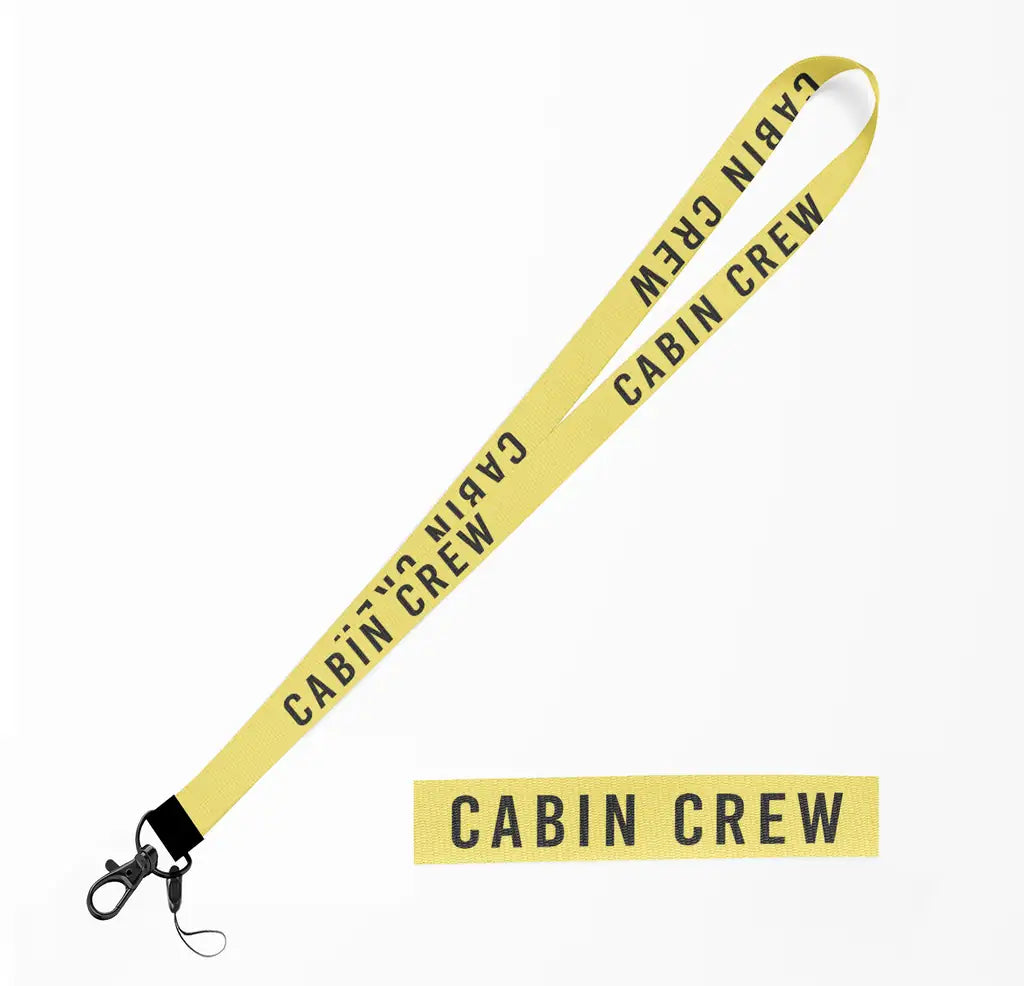 Cabin Crew Text lanyard - yellow