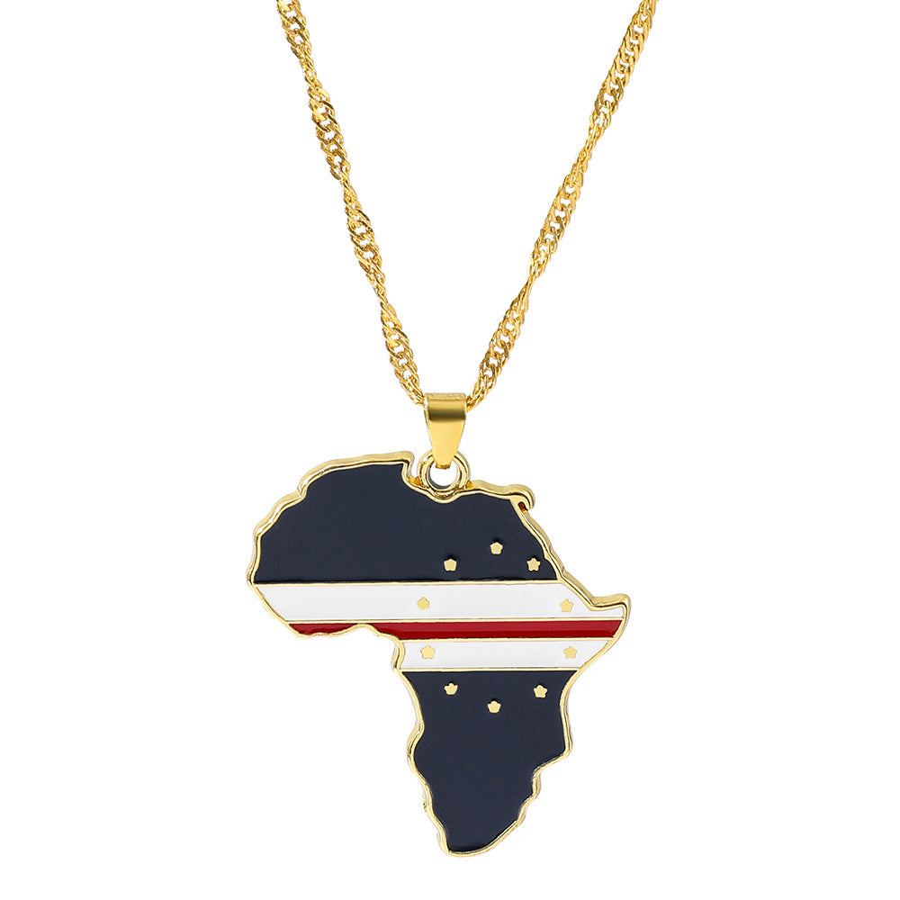 Cabo Verde Map Flag Necklace