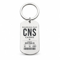 Thumbnail for Cairns Airport CNS - Reef-to-Rainforest Current - Key Chain - Boarding Pass Style - Silver