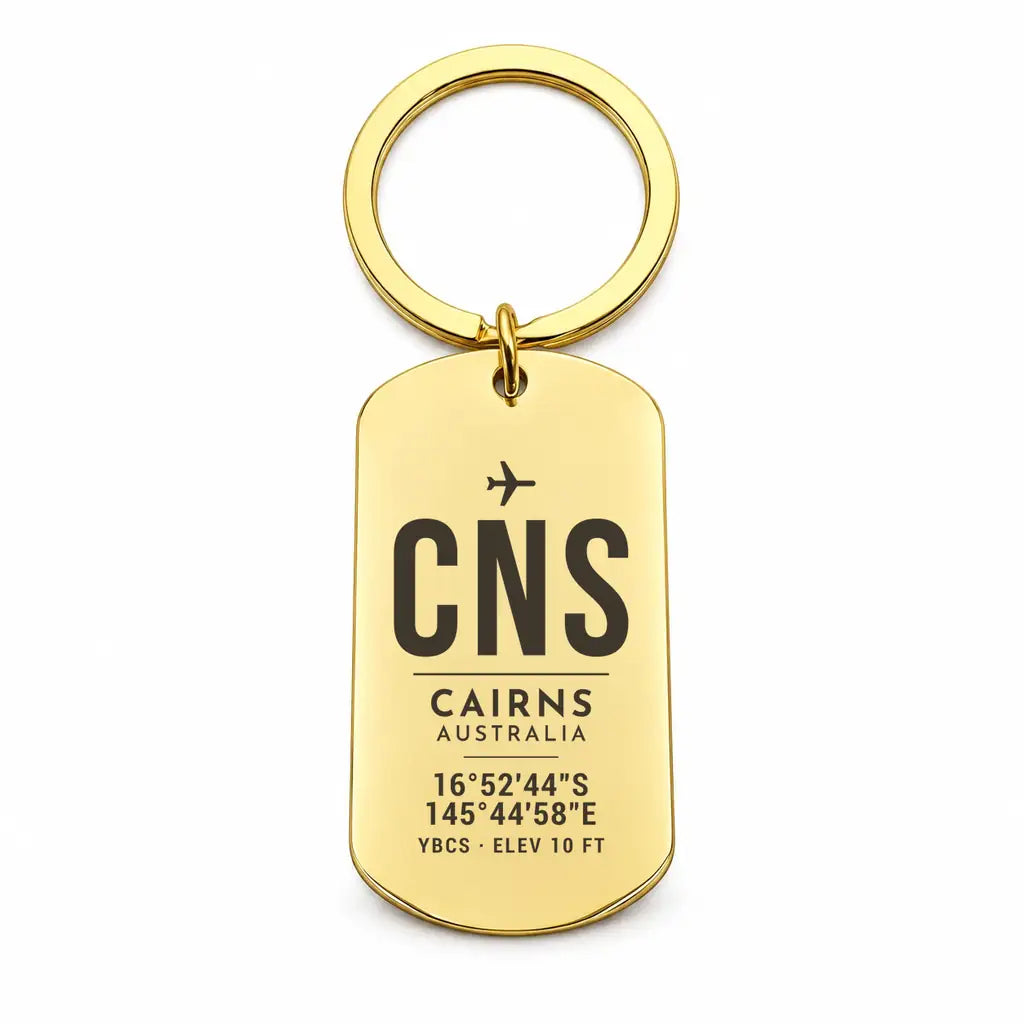 Cairns Airport CNS - Reef-to-Rainforest Current - Key Chain - Original Design - Gold