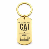 Thumbnail for Cairo International Airport CAI - Key Chain - Boarding Pass Style - Gold