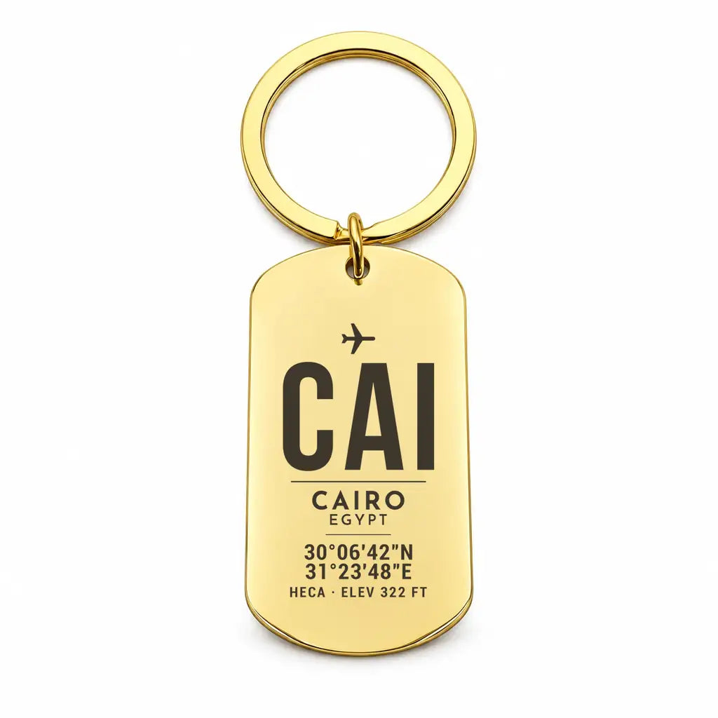 Cairo International Airport CAI - Key Chain - Original Design - Gold
