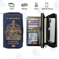 Thumbnail for Canada Passport Designed Leather Long Zipper Wallets