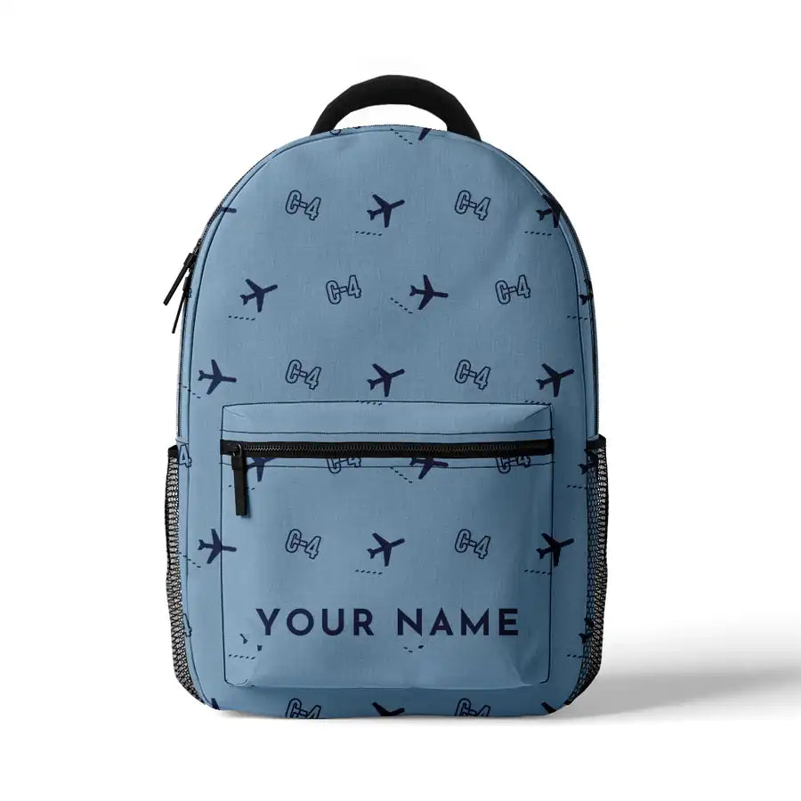 Canadair C-4 Argonaut North Star - 3D Backpack - 3D Pattern + Name - Light Blue