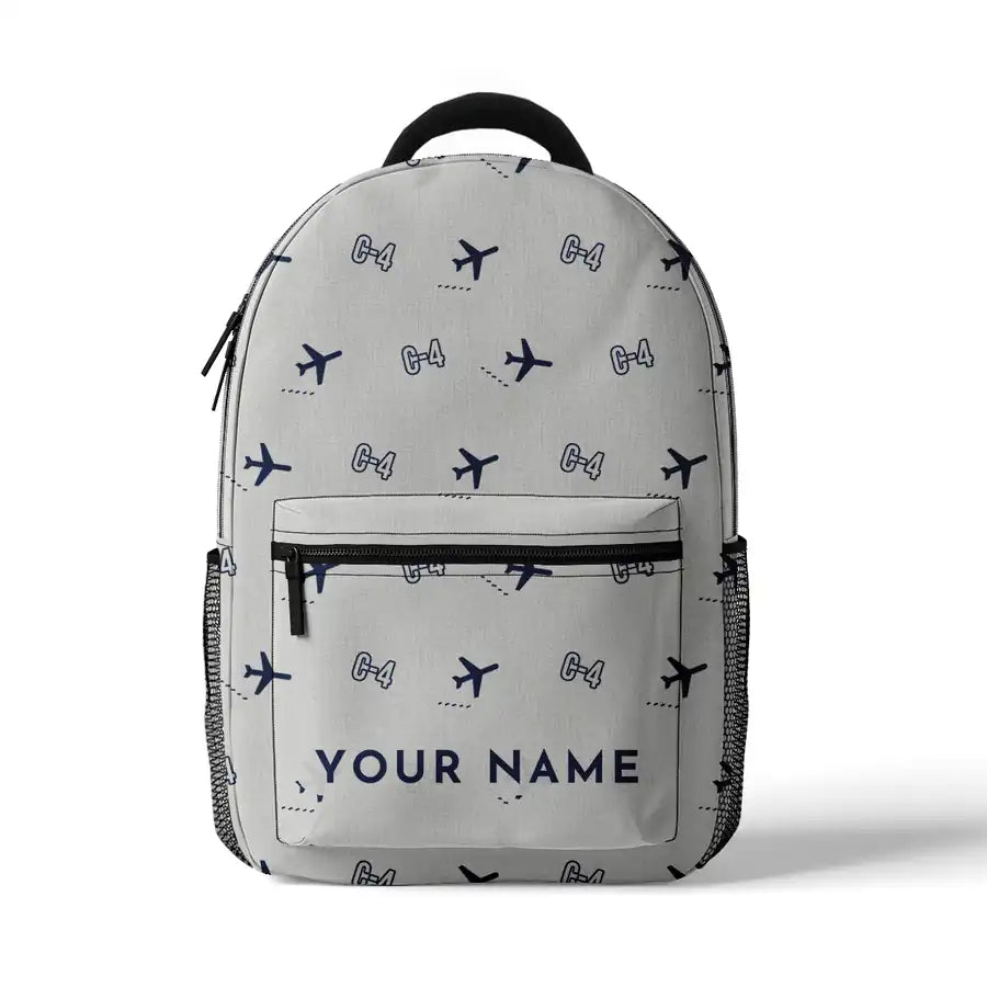Canadair C-4 Argonaut North Star - 3D Backpack - 3D Pattern + Name - White
