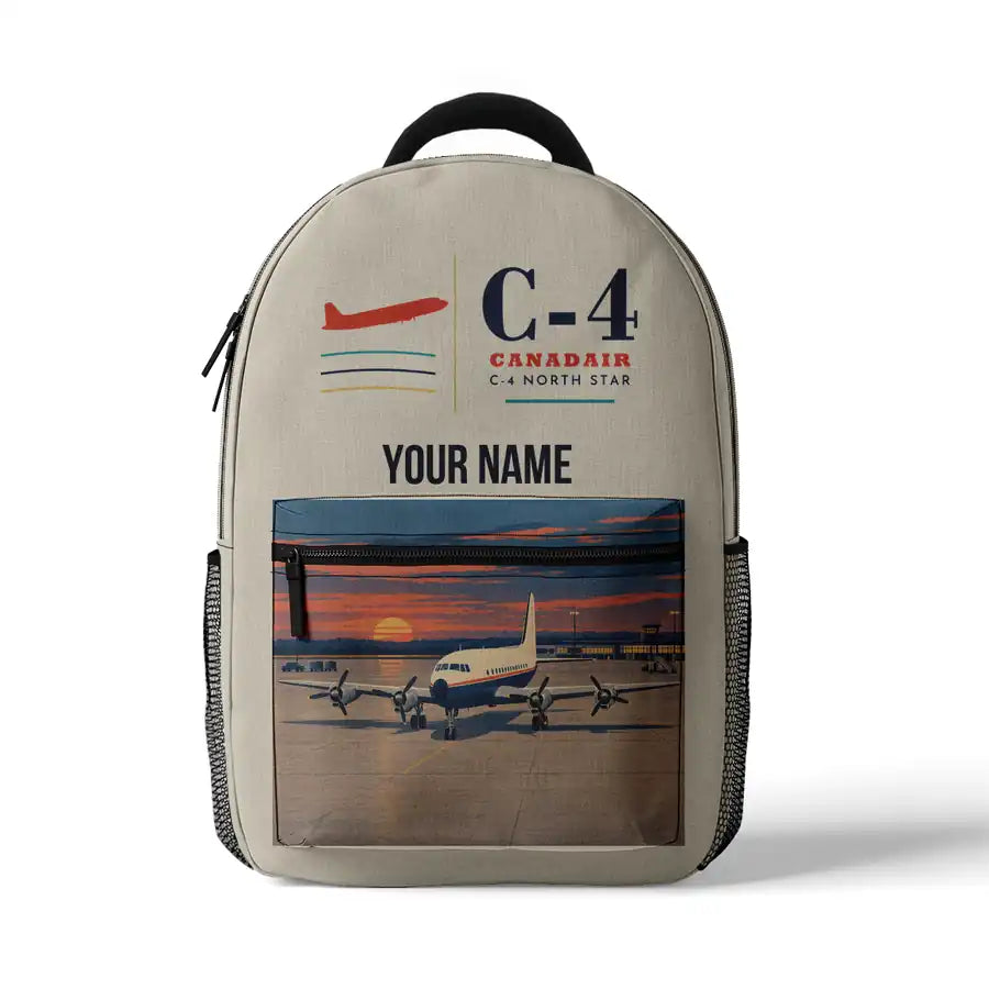 Canadair C-4 Argonaut North Star - 3D Backpack - Beige + Name