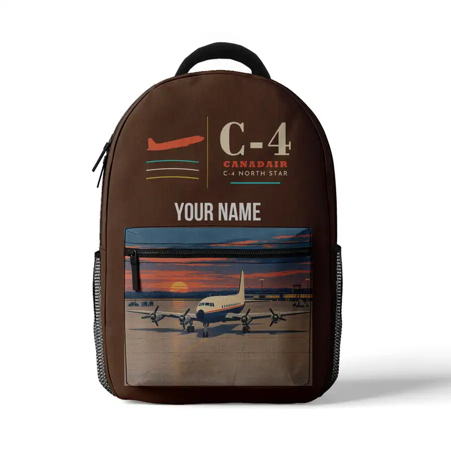 Canadair C-4 Argonaut North Star - 3D Backpack - Brown + Name