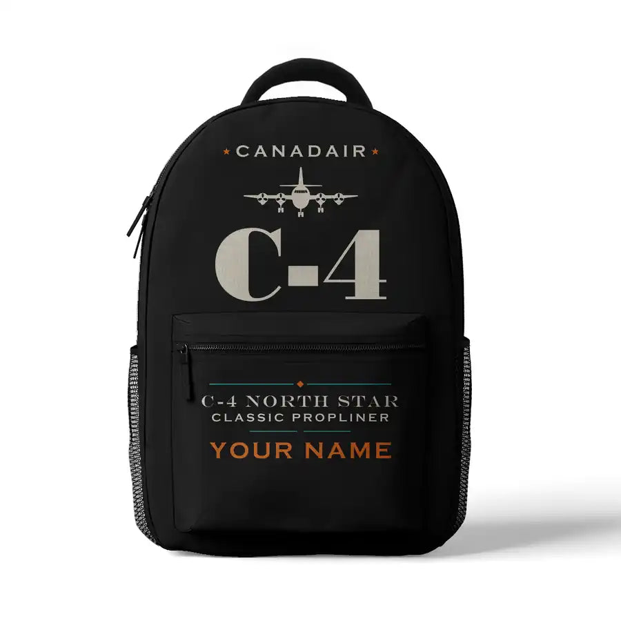 Canadair C-4 Argonaut North Star - 3D Backpack - Heritage + Name - Black