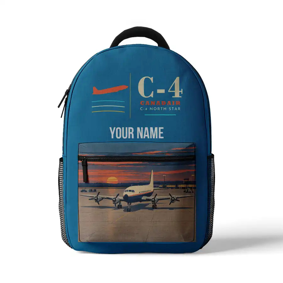 Canadair C-4 Argonaut North Star - 3D Backpack - Light Blue + Name